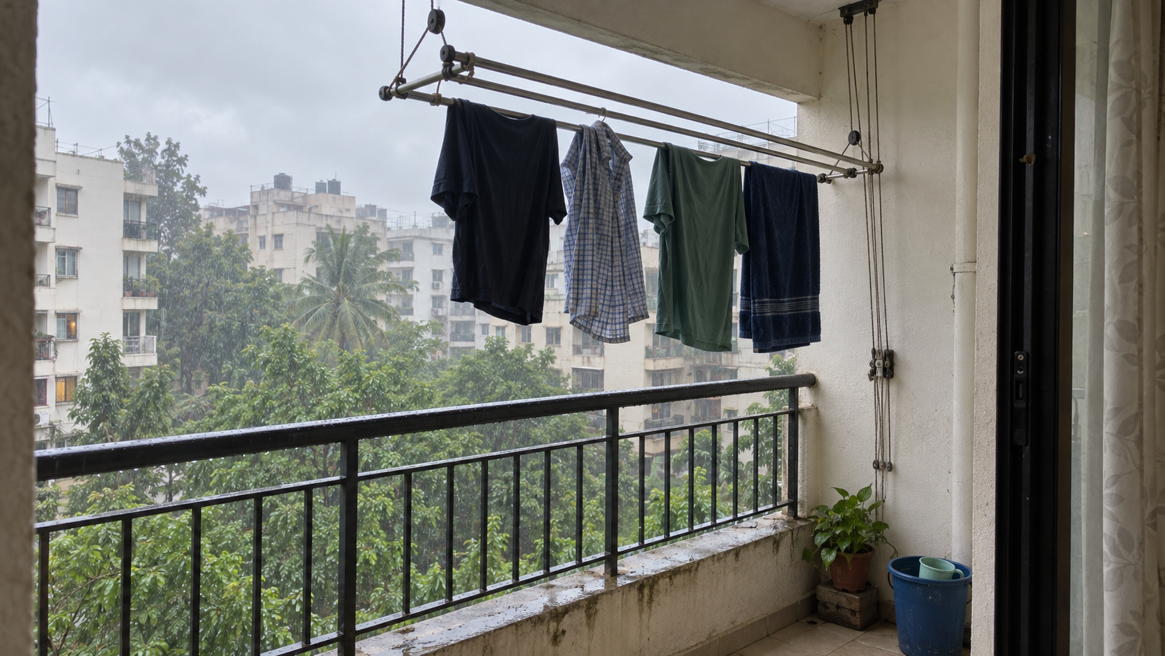 dry-clothes-bangalore-apartment-monsoon